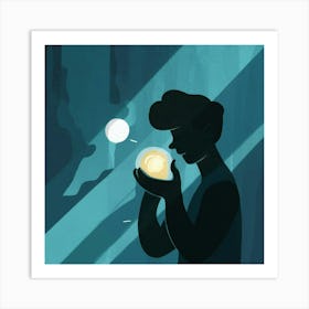 Illustration Of A Man Holding A Ball Art Print