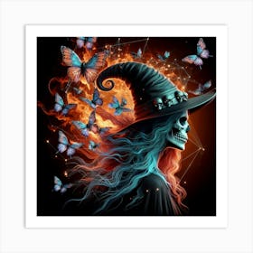 Witch With Butterflies Art Print