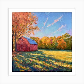 Red Barn In Fall 1 Art Print