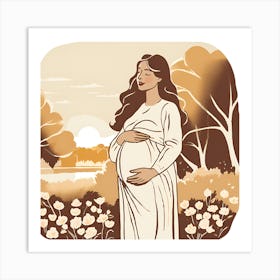 Pregnant Woman In A Field Art Print