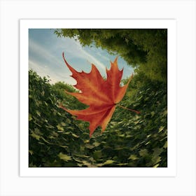 A Stunning High-Resolution Photo of a Vibrant Red Leaf Art Print