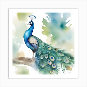 Watercolor Peacock Art Print