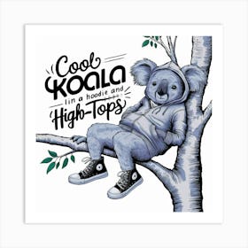 Cool Koala In A Hoodie High Tops Art Print