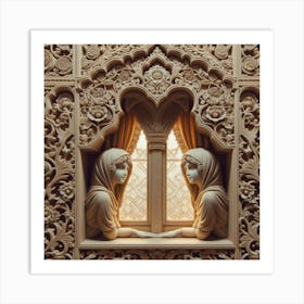 Two Women In A Window Art Print