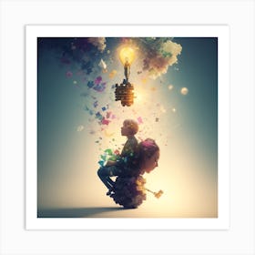 Child With A Lightbulb Art Print