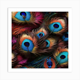 Peacock Feathers Art Painting Art Print