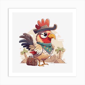 Rooster Chicken Cartoon Bird Art Print