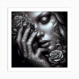 Woman With Roses Art Print