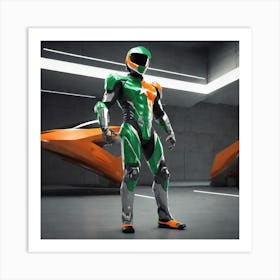 Green And Orange Racing Suit Art Print