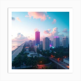 Miami Beach At Sunset Art Print