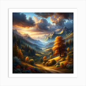 Sunset In The Mountains 4 Art Print