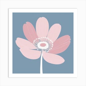 A White And Pink Flower In Minimalist Style Square Composition 138 Art Print