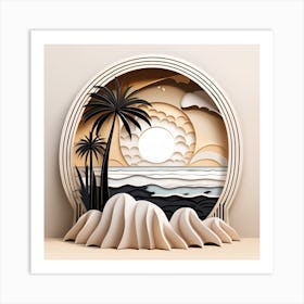 Island Paradise Cut Art texture monochromatic Art Print