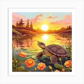 Turtle In The Water 1 Art Print