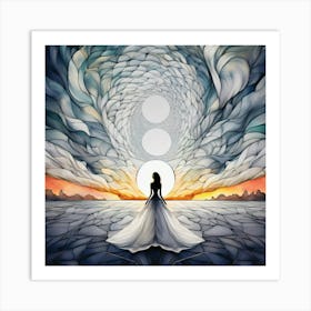 Woman In A White Dress Art Print