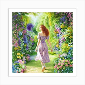 Girl In A Garden 12 Art Print