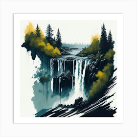 Colored Falls Ink Painting (18) Art Print