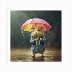 Hamster In The Rain 1 Art Print