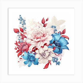 Blue And White Flowers Art Print