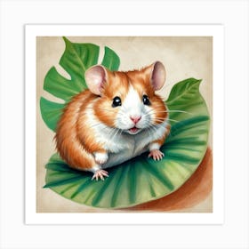 Hamster On Leaf 5 Art Print