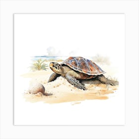 Baby Sea Turtle Watercolour 2 Art Print