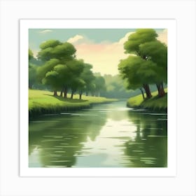 River Landscape 2 Art Print