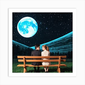 Couple Sitting On A Bench 17 Art Print