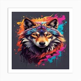 Colorful Wolf Art Print