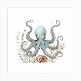 Watercolour Storybook Style Octopus 6 Art Print