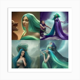 Gren Hair Lady Art Print