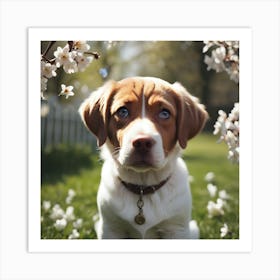 Puppy In Bloom Art Print