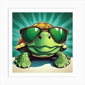 Turtle In Sunglasses 1 Art Print