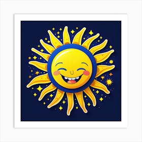 Lovely smiling sun on a blue gradient background 31 Art Print