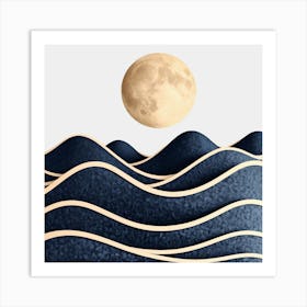 Moon And Waves 7 Art Print