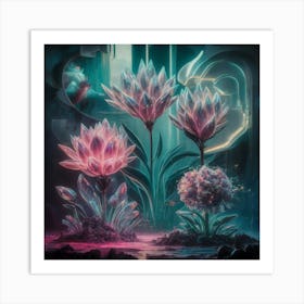 Generate A Surreal Scene Of Crystal Flowers Bloomi Tsgzwxfcsaqgfmhjvrtdvw Qhhefy Art Print