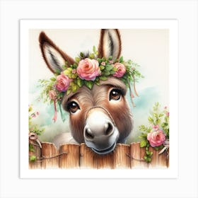 Donkey With Flowers 6 Art Print