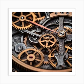 Close Up Of A Mechanical Watch Art Print