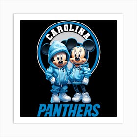 Mickey & Minnie Carolina Panthers Art Print