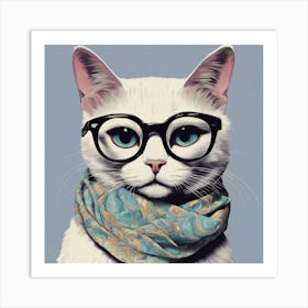 Cat With Glasses 3 Art Print