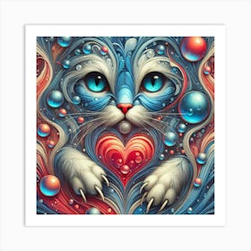 Kitty With Bubbles Art Print