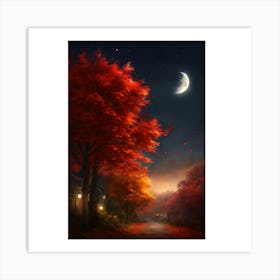 Moonlight In Autumn Art Print