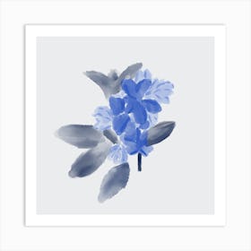 Blue Abstract Watercolor Flowers 1 Art Print