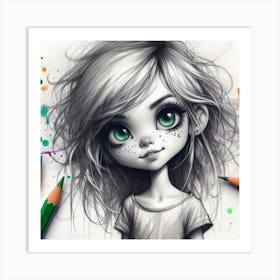 Girl With Green Eyes 2 Art Print