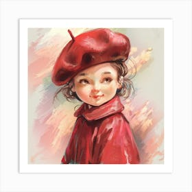 Little Girl In Red Hat Art Print