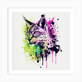 Lynx Splatter Painting Art Print