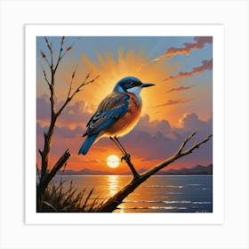 Bird And The Setting Sun Art Print 3 Art Print