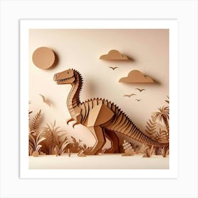 Paper Cut Dinosaur Art Print