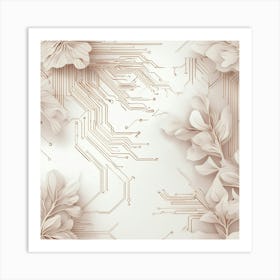 Nature Meets Technology A Tech Inspired Design Where Circuitry Patterns Are Drawn With Soft Nude Li (3) Art Print