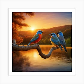 Birds At Sunset Art Print