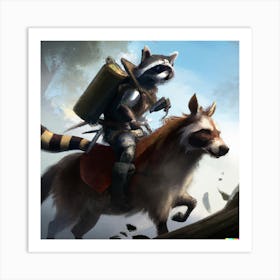 Knight Raccoon Art Print